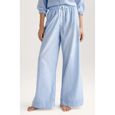 Tommy John Stripe High Waist Woven Sleep Pants In Blue
