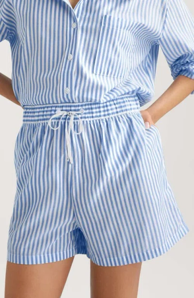 Tommy John Stripe High Waist Woven Sleep Shorts In Blue