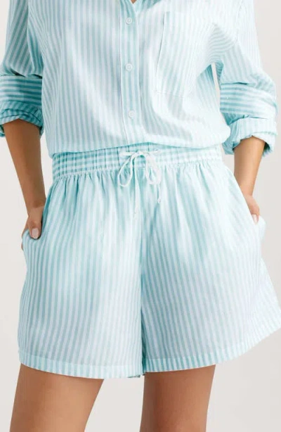 Tommy John Stripe High Waist Woven Sleep Shorts In Blue