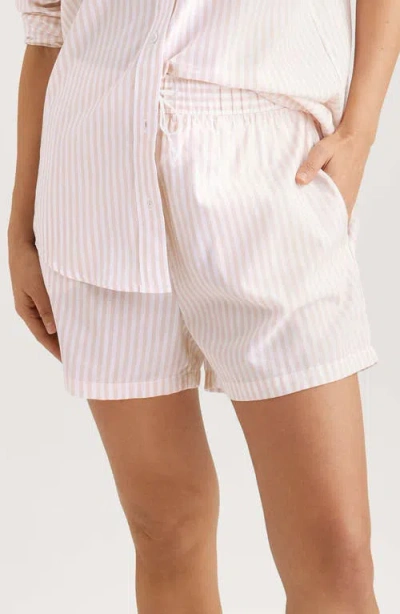 Tommy John Stripe High Waist Woven Sleep Shorts In Neutral