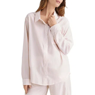 Tommy John Stripe Woven Button-up Sleep Shirt In Gold