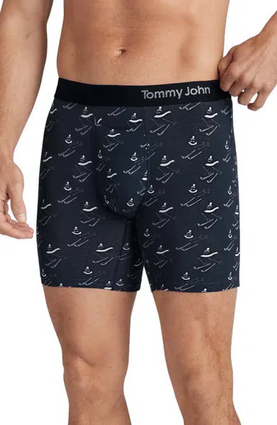 Tommy John Supima Cool Cotton Blend 6-inch Boxer Briefs In Sprcd Up Blck Bty