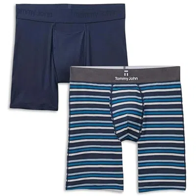 Tommy John Underwear Men's Dress Blues Globe Stripe Boxer Brief 2-pack Gbo1151 In Multi