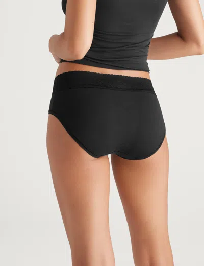 Tommy John Women's Cool Cotton Brief, Lace Waist In Black