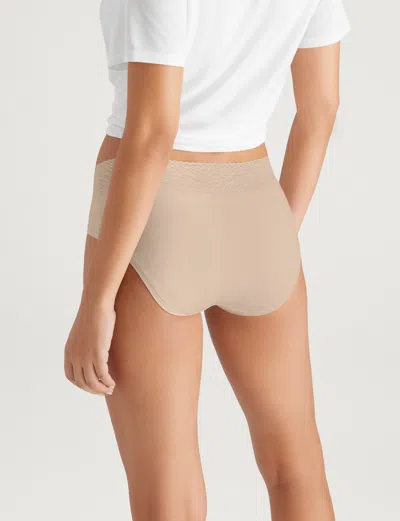 Tommy John Women's Cool Cotton Brief, Lace Waist In Shifting Sand