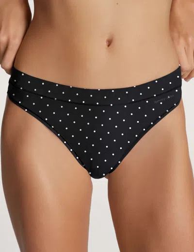 Tommy John Women's Cool Cotton Thong In Black