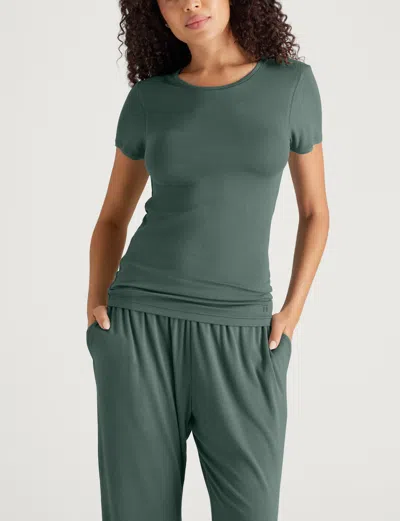 Tommy John Women's Micro Rib Cap Sleeve T-shirt In Dark Forest