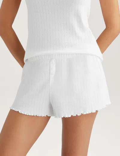Tommy John Women's Pointelle Rib Sleep Short In White