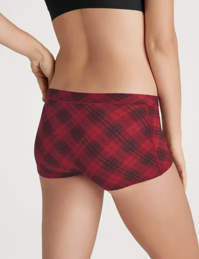 Tommy John Women's Second Skin Boyshort In Cabernet Fireside Plaid