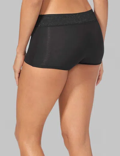 Tommy John Women's Second Skin Boyshort, Lace Waist In Black