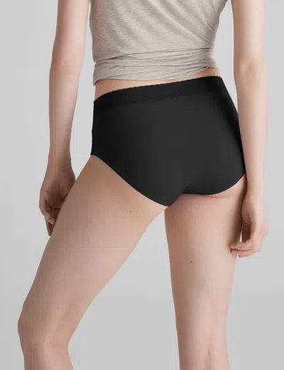 Tommy John Women's Second Skin High Rise Brief, Lace Waist In Black