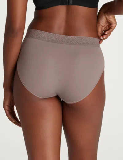 Tommy John Women's Second Skin High Rise Brief, Lace Waist In Brown