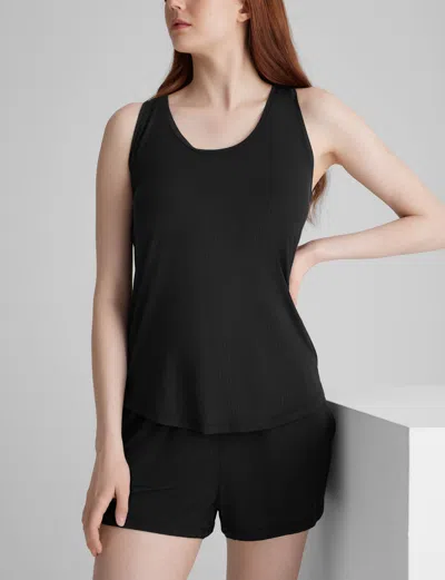 Tommy John Women's Second Skin Luxe Rib Sleep Tank In Black