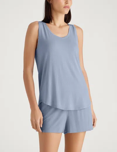 Tommy John Women's Second Skin Luxe Rib Sleep Tank In Blue