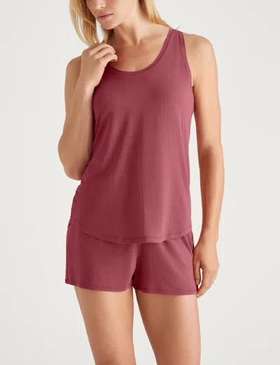 Tommy John Women's Second Skin Luxe Rib Sleep Tank In Burgundy