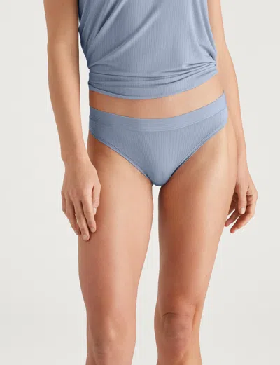 Tommy John Women's Second Skin Luxe Rib Thong In Blue Blizzard