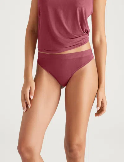 Tommy John Women's Second Skin Luxe Rib Thong In Earth Red