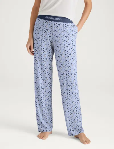 Tommy John Women's Second Skin Sleep Pant In Halogen Blue Camellias