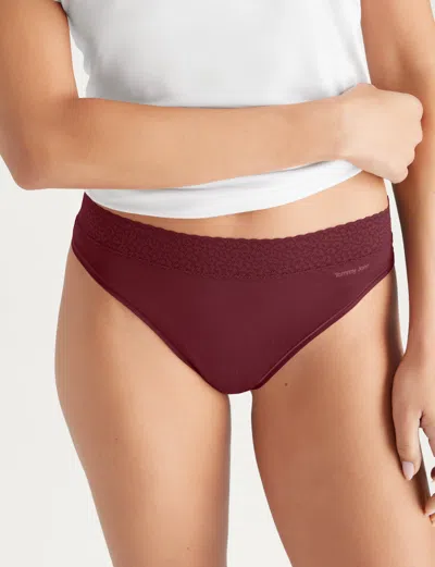 Tommy John Women's Second Skin Thong, Lace Waist In Brown