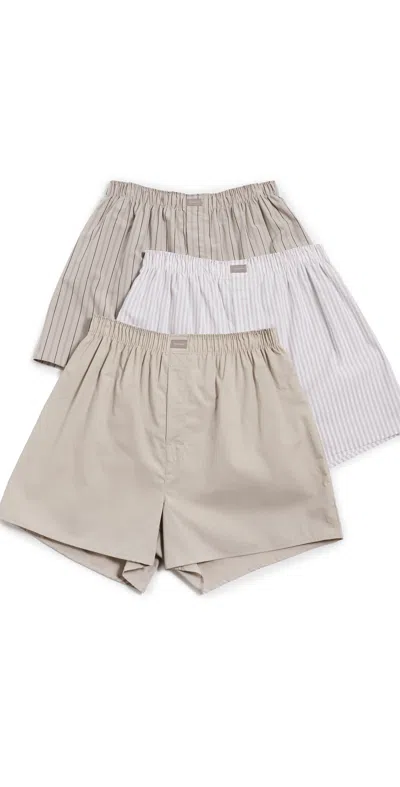 Tommy John Woven Boxer 3 Pack Dove/classicstripe/vintagestripe In Gray