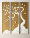 Tommy Mitchell 3-panel Tree With Butterflies In Gold