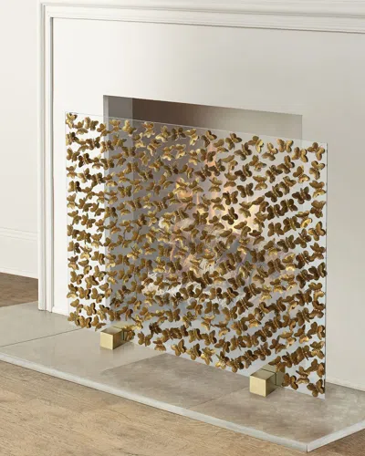 Tommy Mitchell Butterfly Fireplace Screen In Gold