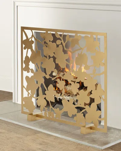 Tommy Mitchell Cherry Blossom Fireplace Screen In Gold