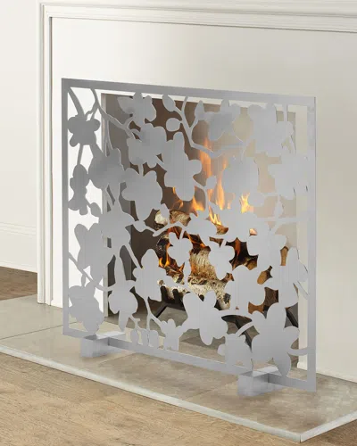 Tommy Mitchell Cherry Blossom Fireplace Screen In Gray