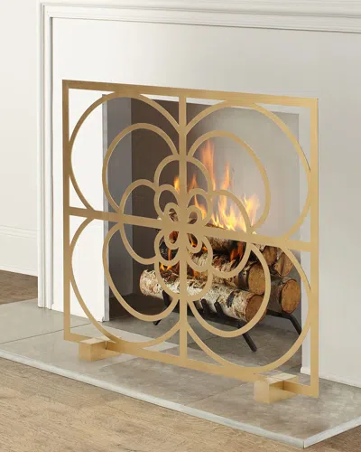 Tommy Mitchell Medallion Fireplace Screen In Gold