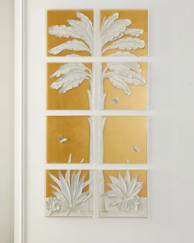 Tommy Mitchell Palm Tree 8-panel Wall Art In Brown