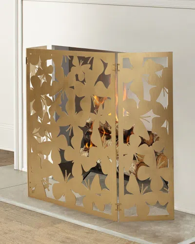 Tommy Mitchell Tri-fold Butterfly Fireplace Screen In Gold