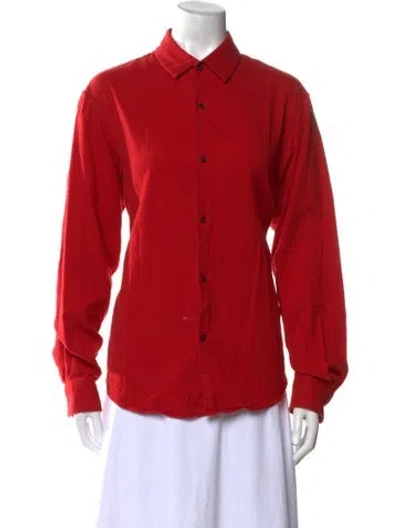Pre-owned Tomorrowland Long Sleeve Button-up Top In Red