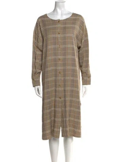 Pre-owned Tomorrowland Plaid Print Midi Length Dress In Neutral