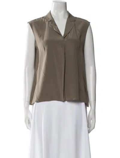 Pre-owned Tomorrowland Silk V-neck Button-up Top In Neutral