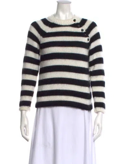 Pre-owned Tomorrowland Striped Crew Neck Sweater In White