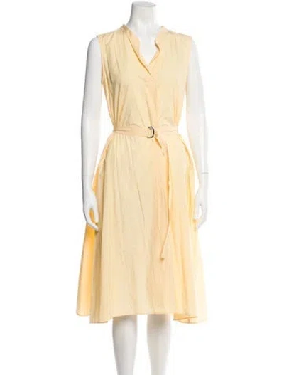 Pre-owned Tomorrowland V-neck Midi Length Dress W/ Tags In Yellow