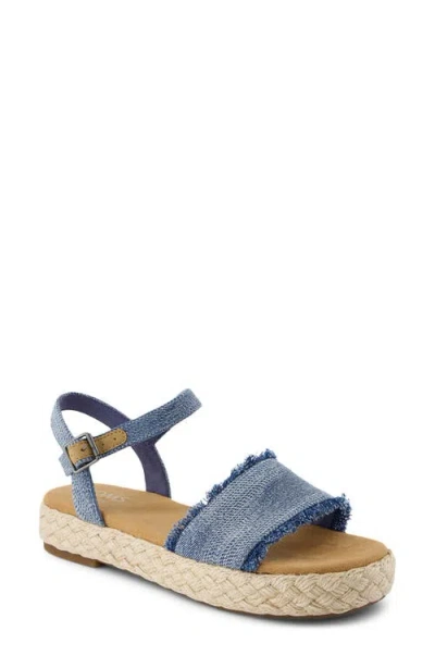 Toms Abby Flatform Espadrille Sandal In Dark Sky Textured Denim,fray