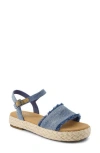 Toms Women's Abby Flatform Espadrille Sandal Dark Sky Textured Denim In Blue