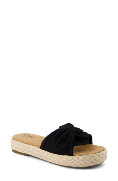 Toms Abby Plaftorm Slide Sandal In Black Beachside Woven,knot