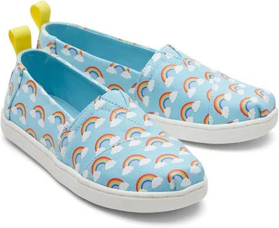 Toms Alpargata 10020129 Flat Women's Blue Printed Canvas Loafer Shoes Jobb989