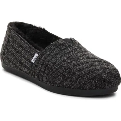 Toms Alpargata Faux Fur Lined Slip-on In Black