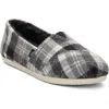Toms Alpargata Plaid Faux Fur Lined Slip-on In Grey/faux Fur
