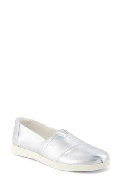Toms Alpargata Plus Slip-on In Silver Metallic Leather