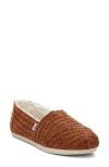 TOMS TOMS ALPARGATA RIB FAUX FUR LINED SLIP-ON