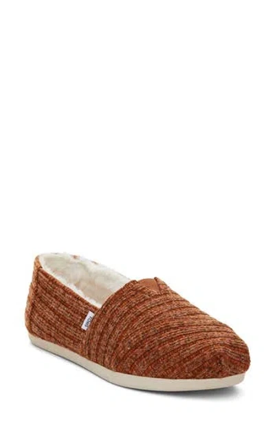 Toms Alpargata Rib Faux Fur Lined Slip-on In Medium Orange