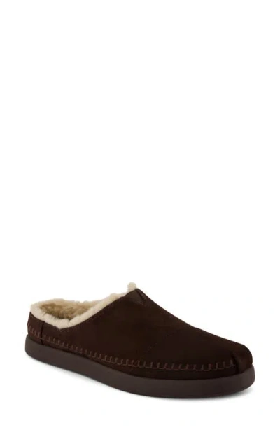 Toms Alpeas Faux Fur Lined Leather Slip-on Shoe In Dark Brown