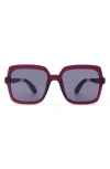 Toms Athena 56mm Square Sunglasses In Midnight Plum Crystal Fade