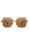 Toms Athena 56mm Square Sunglasses In Oatmilk Crystal Fade/brown