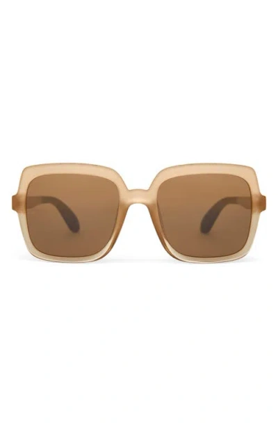 Toms Athena 56mm Square Sunglasses In Oatmilk Crystal Fade/brown