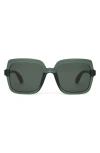 Toms Athena 56mm Square Sunglasses In Spruce Crystal/green Grey